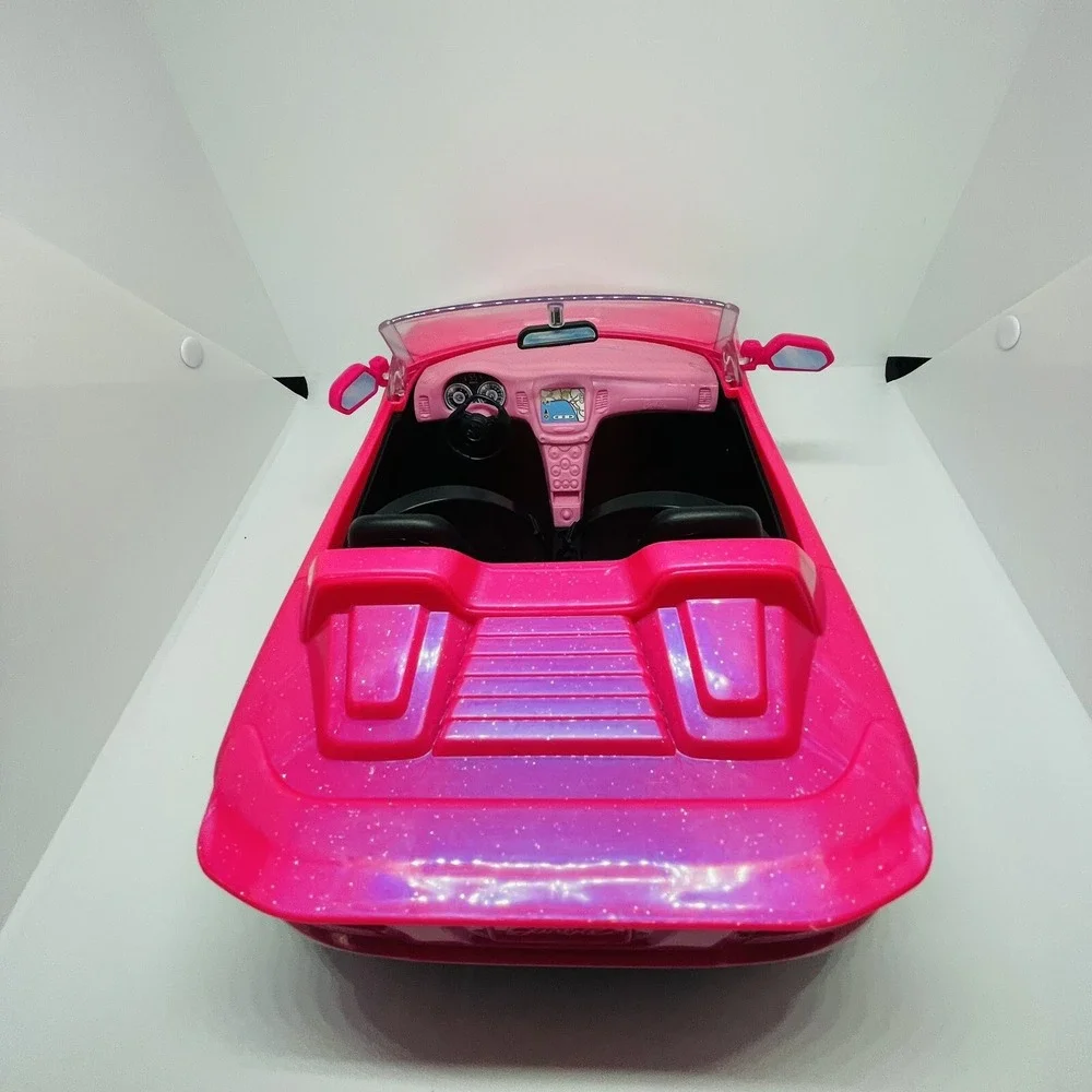 Mattel Barbie Convertible Plastic Push Car Pink‎ Sparkle & Black Interior 2016
